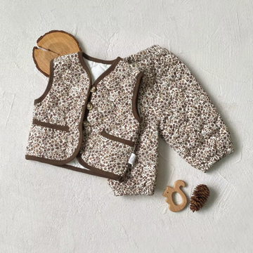 Vintage Floral Padded Vest & Pants Set