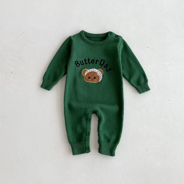 'Butter Day' Long Sleeve Knitted Romper