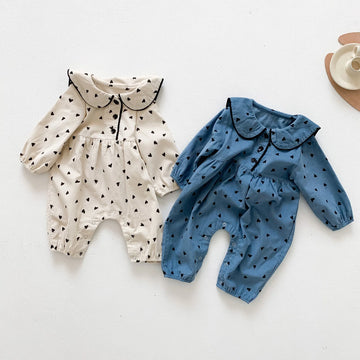 Heart Print Long Sleeve Romper