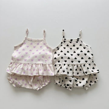 Heart Print Tank And Shorts Set
