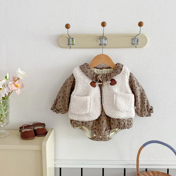 Sherpa Vest & Onesie Two-Piece Set