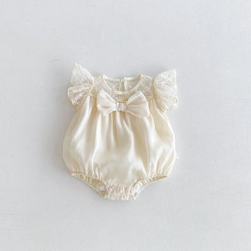 Girls Lace Puff Sleeved Infant Onesie