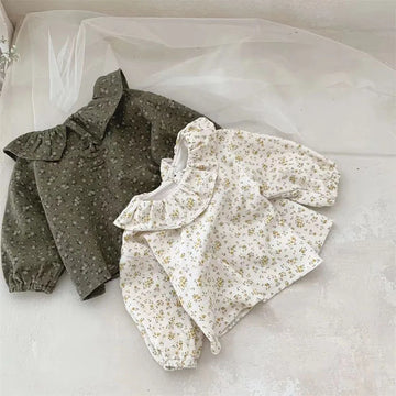 Vintage Floral Ruffle Collar Blouse