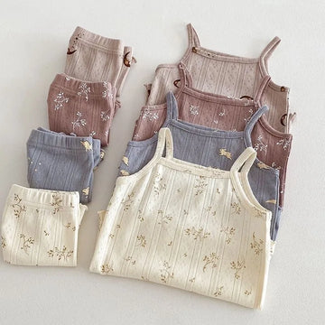 Girl's Cotton Floral Print Vest & Shorts Set