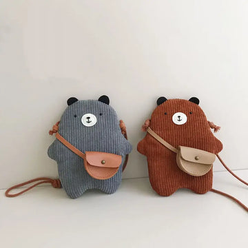Cute Corduroy Bear Messenger Bag