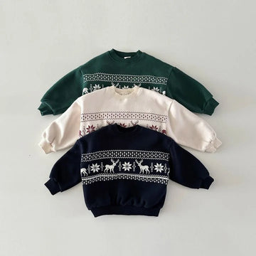 Christmas Patterened Fleece Sweatshirt