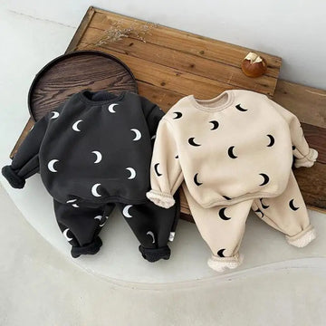Fleece Moon Print Two-Piece Set