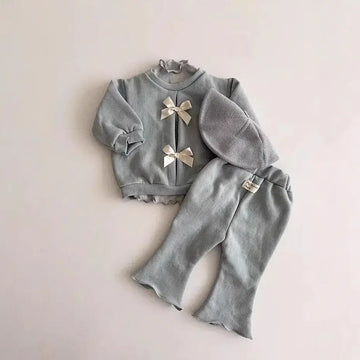 Solid Bow Top & Flared Pants