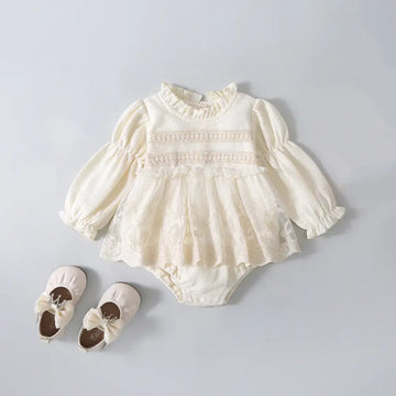 Cream Lace Waffle Onesie