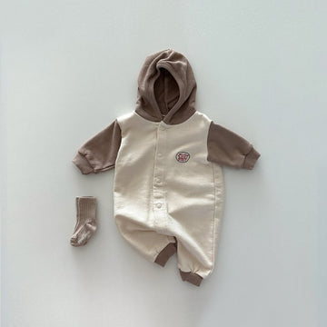Hooded Snap-Button Long-Sleeved Romper