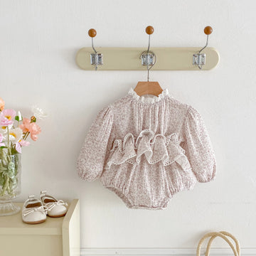 Girls Double-Layer Lace Romper