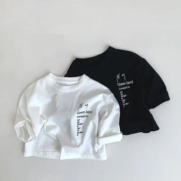 Boys Long Sleeve Letter Print Cotton Tee