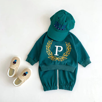 'P' Letter Print Jogger Set