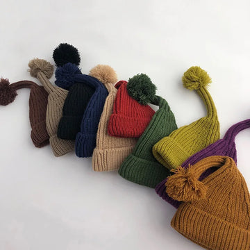 Solid Knit Bobble Beanie