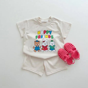 'Happy Friends' Tee & Shorts Set