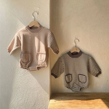 Winter Fleece-Lined Striped Onesie