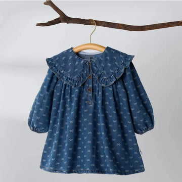 Girl's Denim Lapel Dress