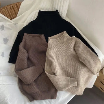 Turtleneck Rib Solid Pullover