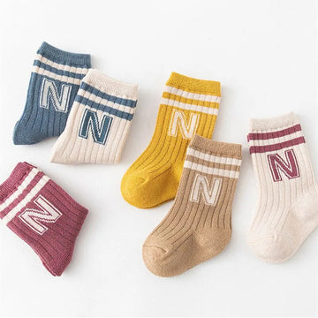 Soft Knit Letter Socks, 3 Pairs