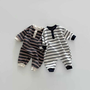 Long Sleeve Cozy Striped Romper
