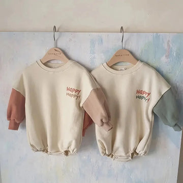 'Happy Happy' Color-Block Onesie