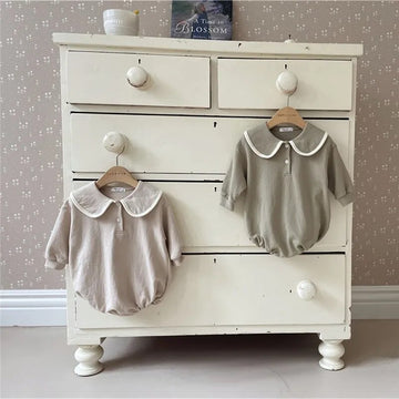 Loose Long-Sleeved Solid Onesie