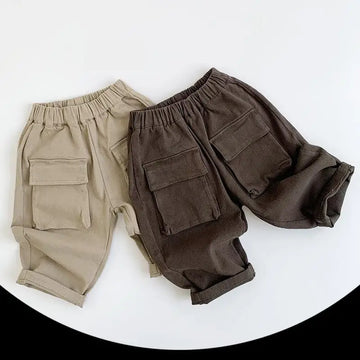 Casual Big Pocket Solid Pants