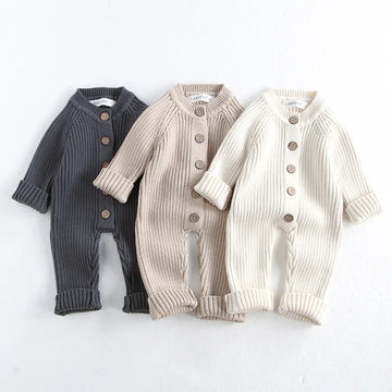 Solid Button-Down Knit Romper