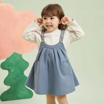 Girls' Solid Suspender Dress