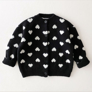 Thick Heart Print Cardigan