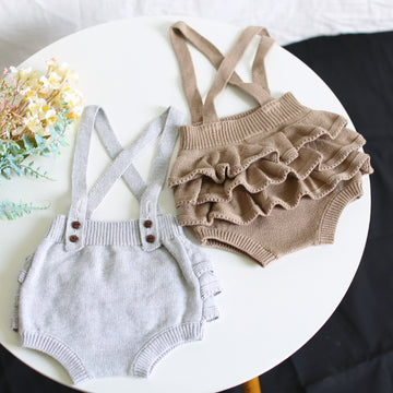 Sleeveless Knitted Ruffled Romper