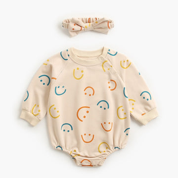 Colorful Smiley Onesie With Headband