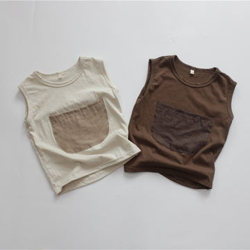 Front Pocket Casual Sleeveless Tee