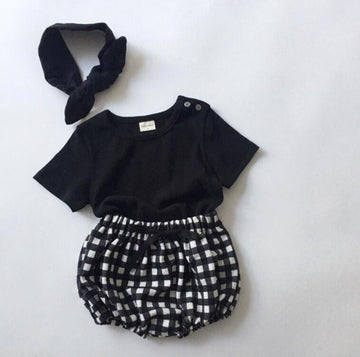 Solid Tee & Patterned Shorts Set