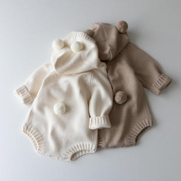 Knitted Ear Hooded Onesie