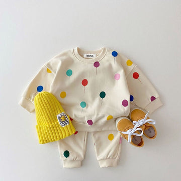 Polka Dot Long-Sleeved Jogger Set