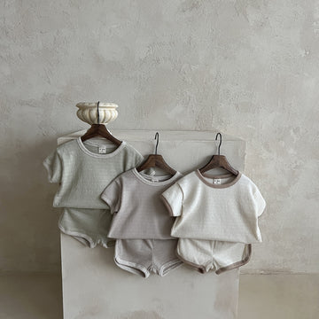 Vintage Solid Short Sleeve T-Shirt & Shorts Set