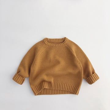 Solid Long-Sleeved Vintage Sweater