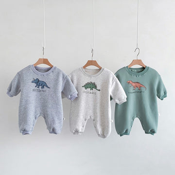 Dinosaur Long-Sleeved Button Romper