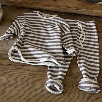 Cotton Waffle Sweatshirt & Pants Set