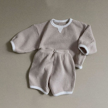 Casual Waffle Long-Sleeved Set