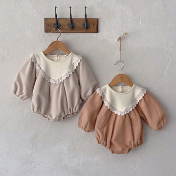 Lace Collar Long-Sleeved Romper