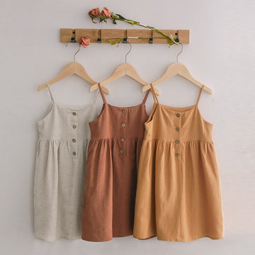 Solid Button Summer Dress