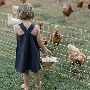 V-Back Linen Girls Dress