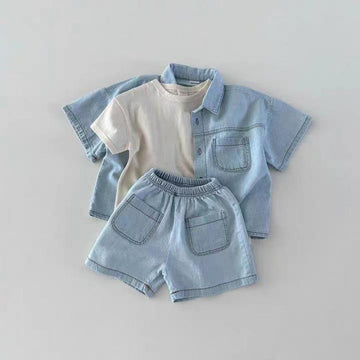 Denim Shirt & Shorts Set