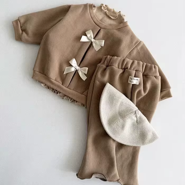 Solid Bow Top & Flared Pants