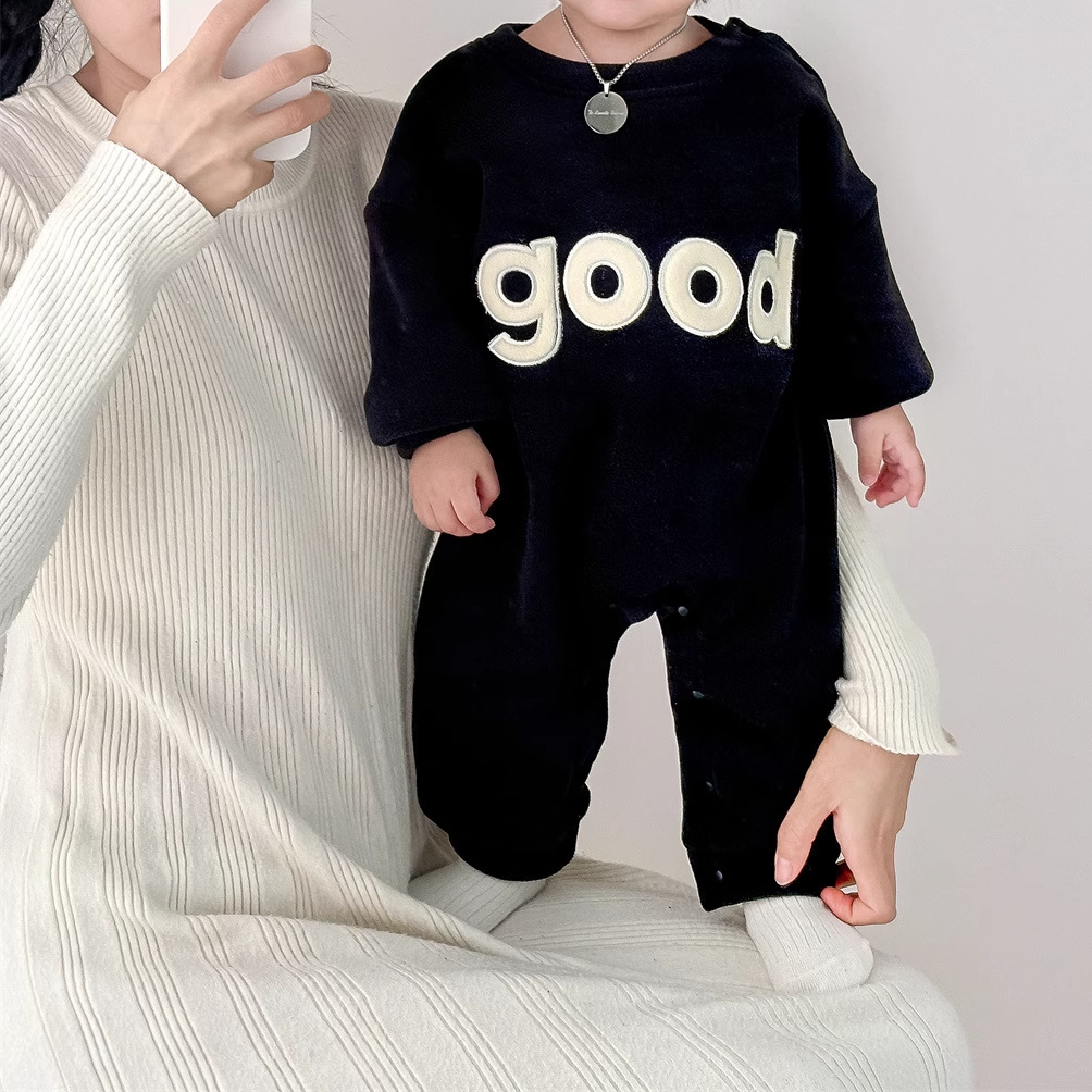 'Good' Long-Sleeved Velvet Romper