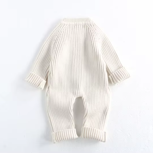 Solid Button-Down Knit Romper