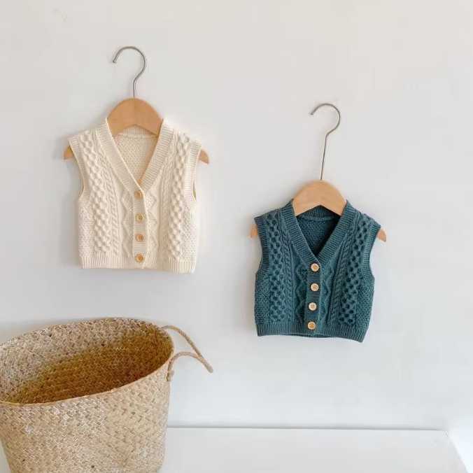V-Neck Button-Down Knit Vest