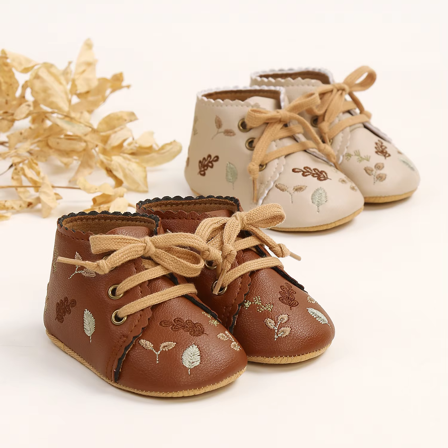 Fleece Anti-Slip Floral Winter Booties for Newborns